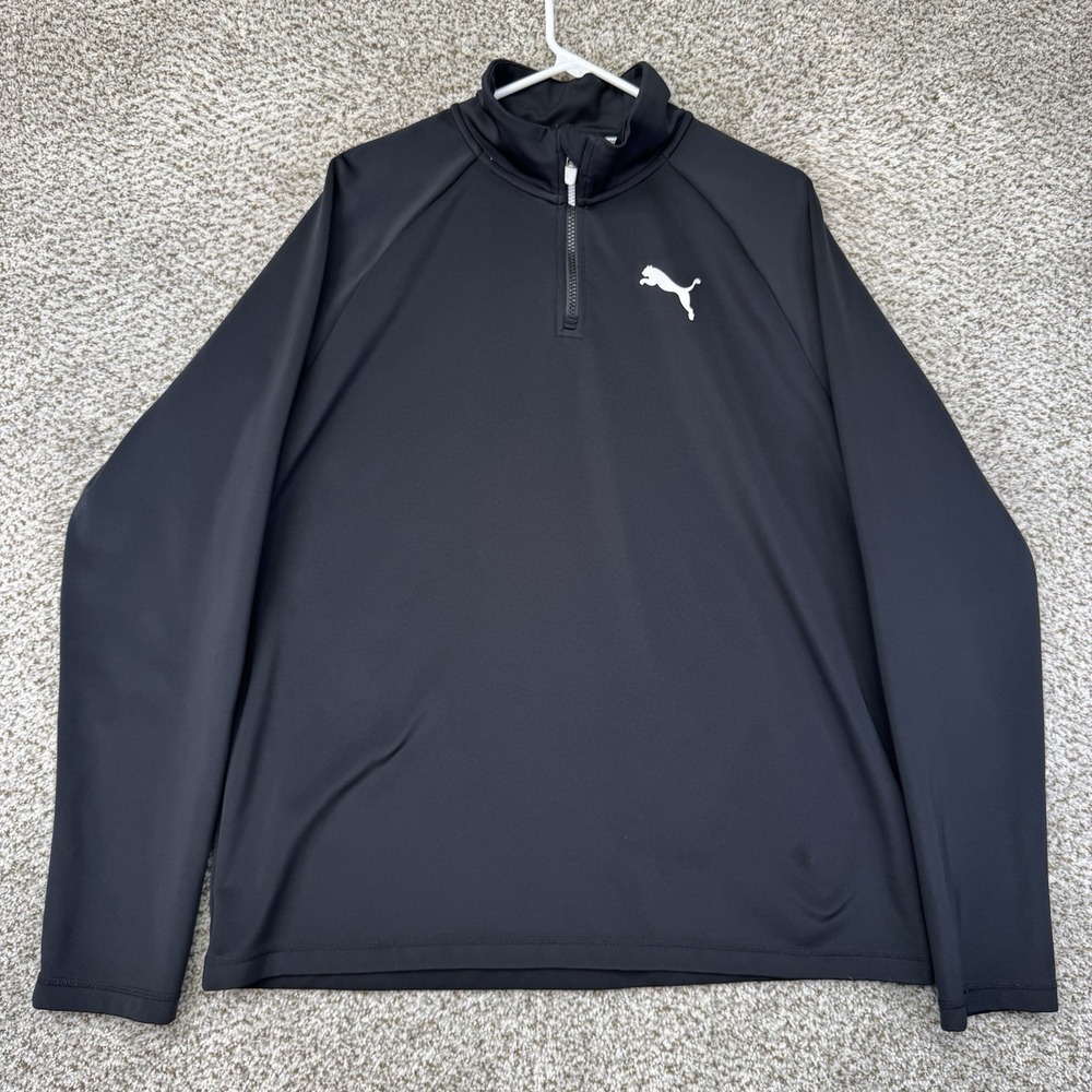 Puma Performance Sweatshirt Men's Size Large Black Quarter Zip Stretch Golf